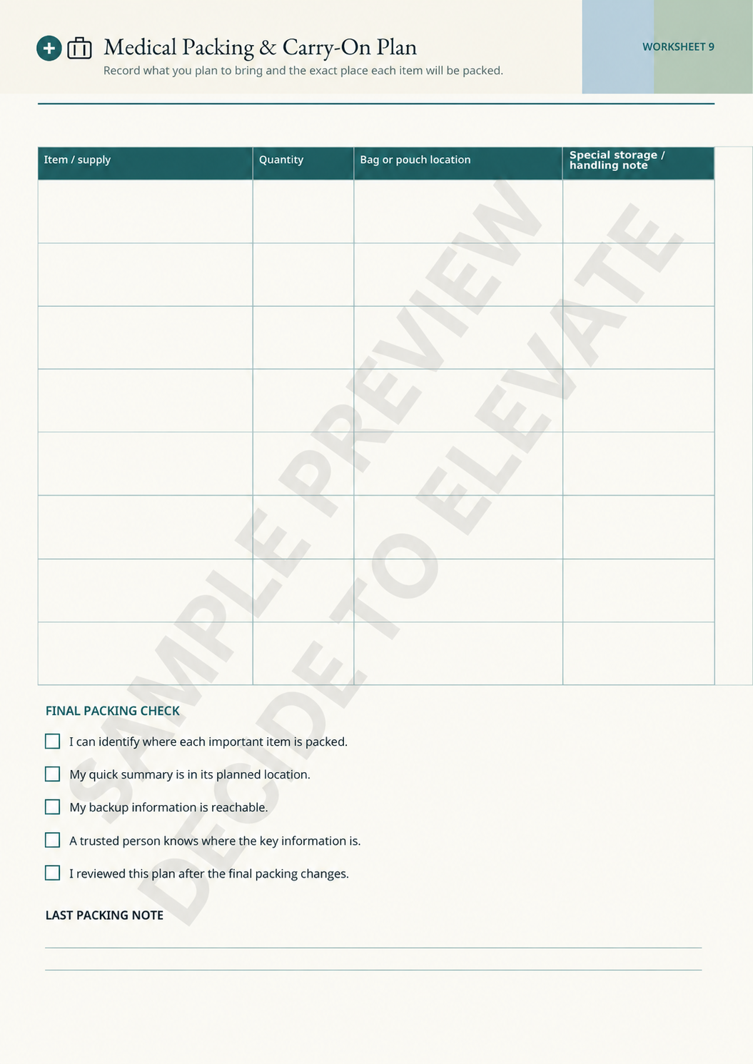 TRAVELER'S MEDICAL & EMERGENCY ORGANIZER