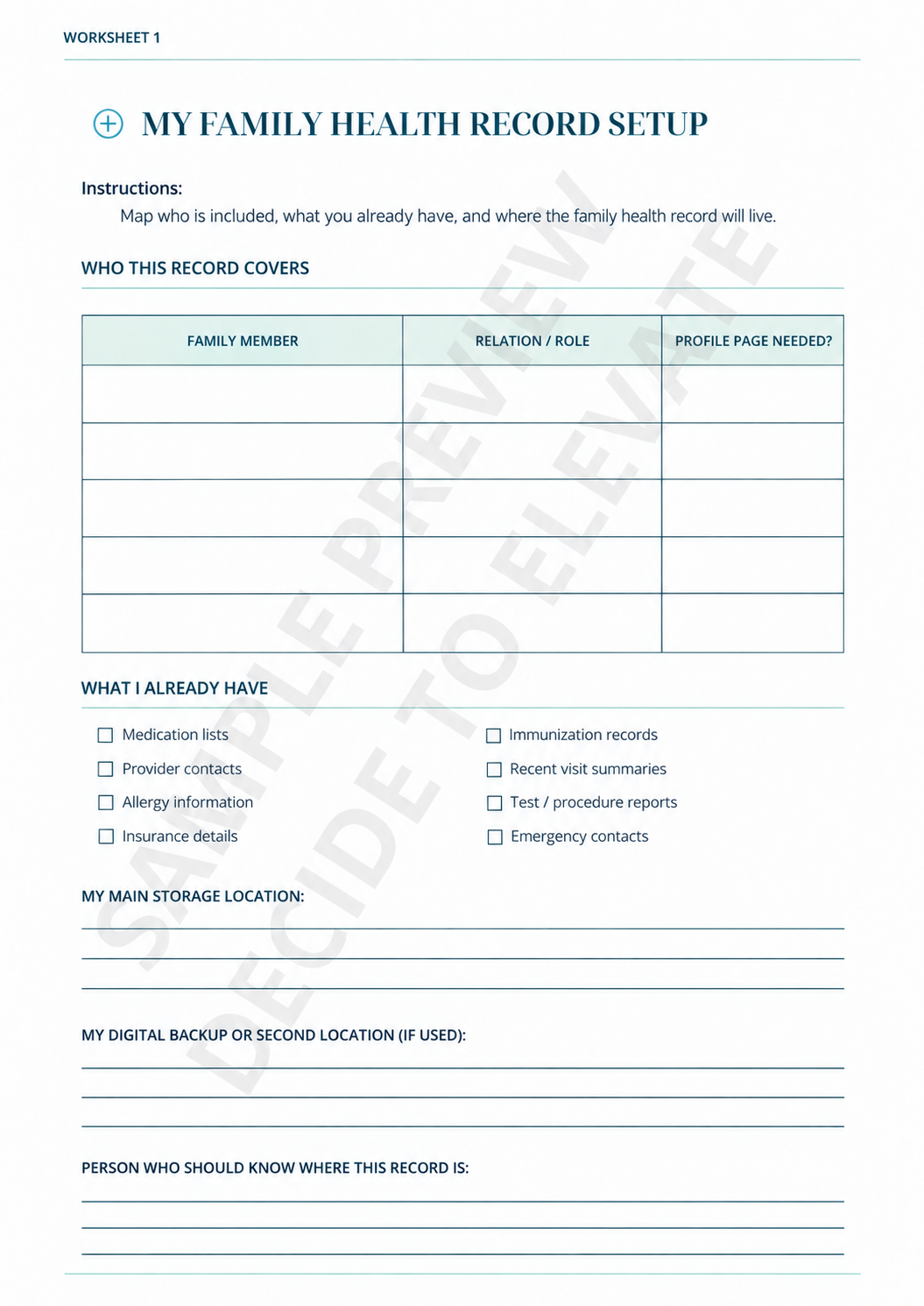 THE FAMILY HEALTH RECORDS ORGANIZER