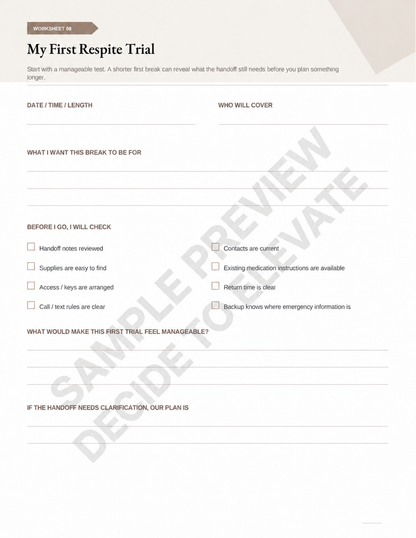 CAREGIVERS RESPITE PLANNING