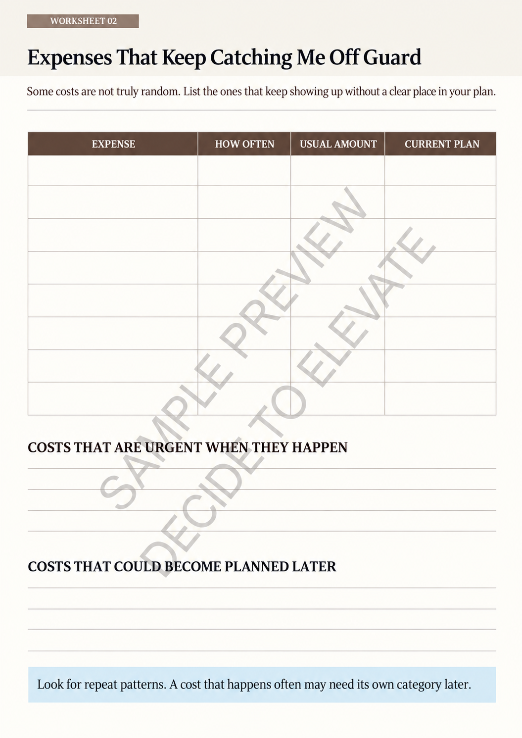 PAYCHECK BUFFER PLAN